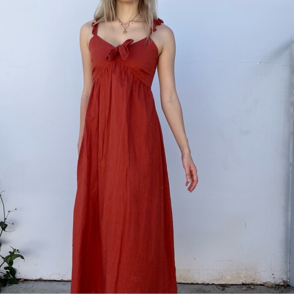 100% Cotton Terra cotta maxi maternity dress, Size us2 - Picture 5 of 8